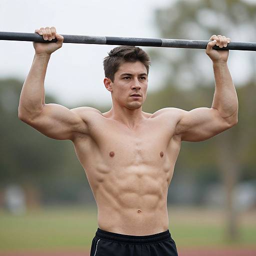 Athletic Man Showing Strength Outdoors