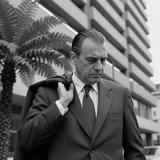 Serious Man in Suit with Coat
