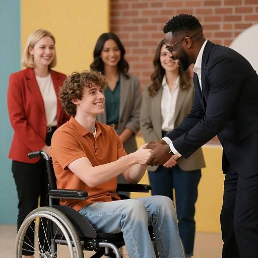 Smiling Man in Wheelchair Celebration