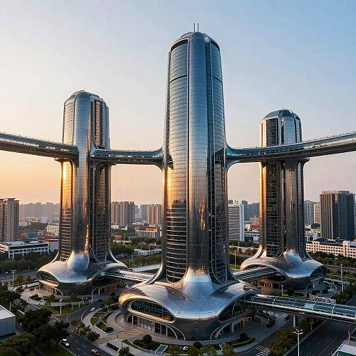 Futuristic Cityscape at Sunset