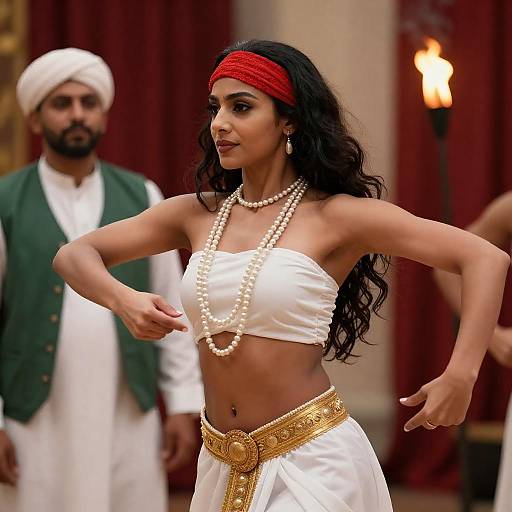 Graceful Dance Performance with Dramatic Backdrop