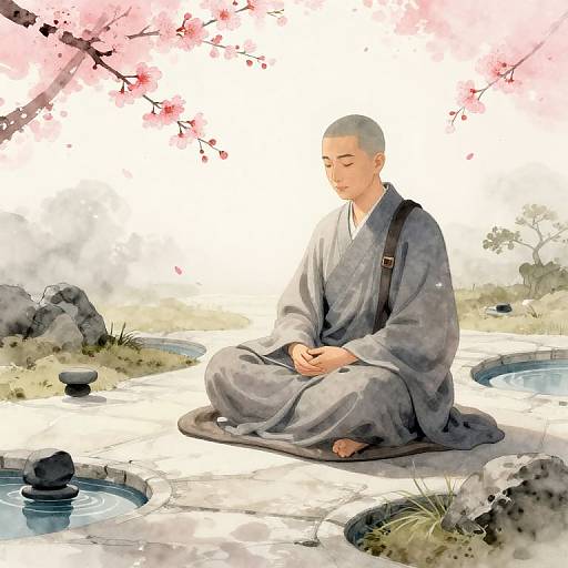 Serene Monk in Zen Garden