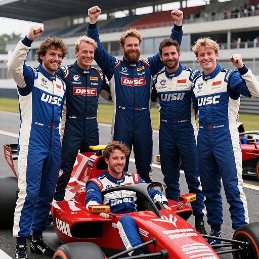 Celebrating Victory: Racing Team Photo