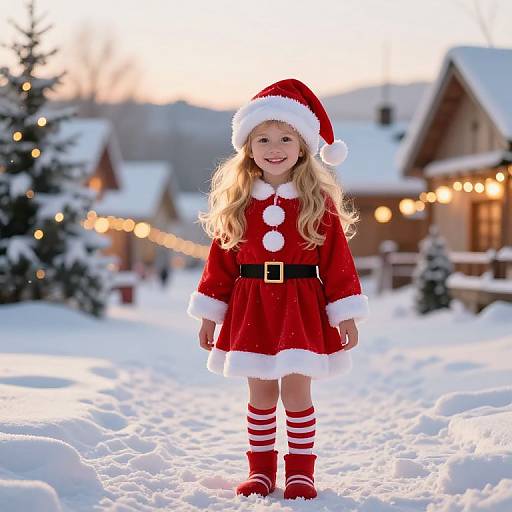 Festive Blonde Girl in Cozy Winter Scene