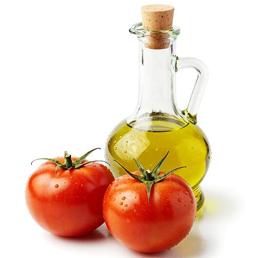Olive Oil Bottle with Red Tomatoes