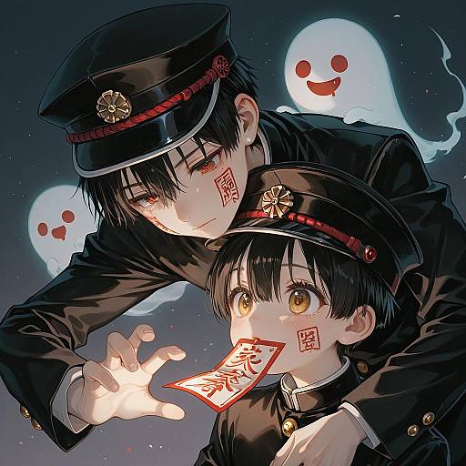 Illustration of Hanako (jibaku shounen hanako-kun), jibaku shounen hanako-kun in the style of Goku suzume