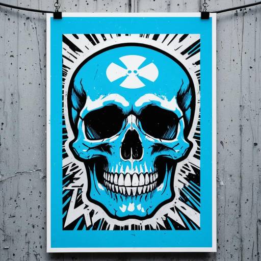 Fluorescent Skull Icons in Acid House Graffiti