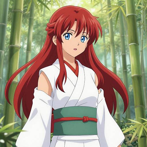 Anime Woman in Bamboo Forest