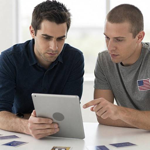 Focused Discussion Over Tablet at Table