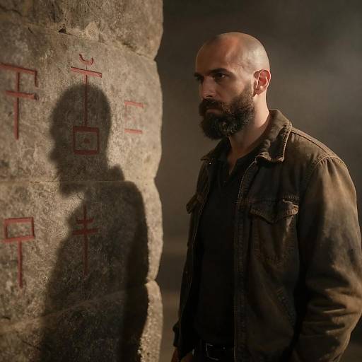 Mysterious Bearded Man by Stone Wall