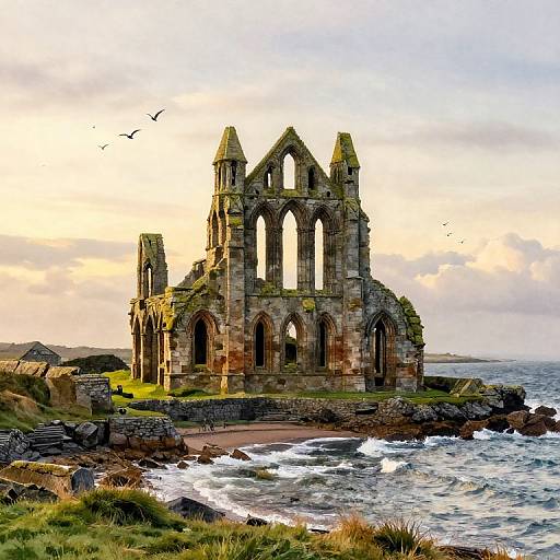 Lindisfarne Monastery Ruins at Sunset