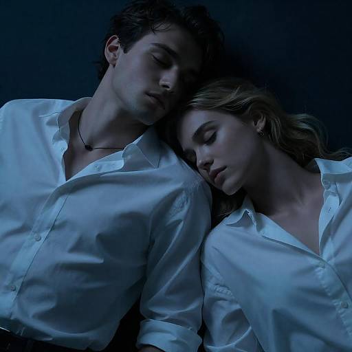 Intimate Moment in Blue Lighting