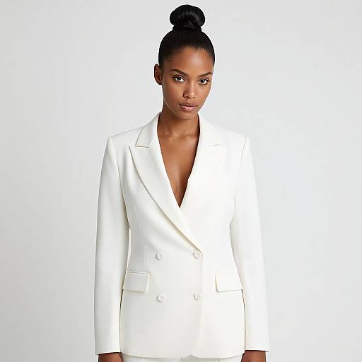 Confident Woman in White Blazer