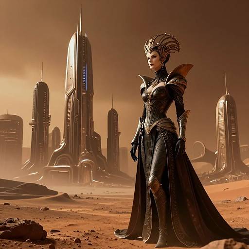 Futuristic Dystopian Mars Cityscape