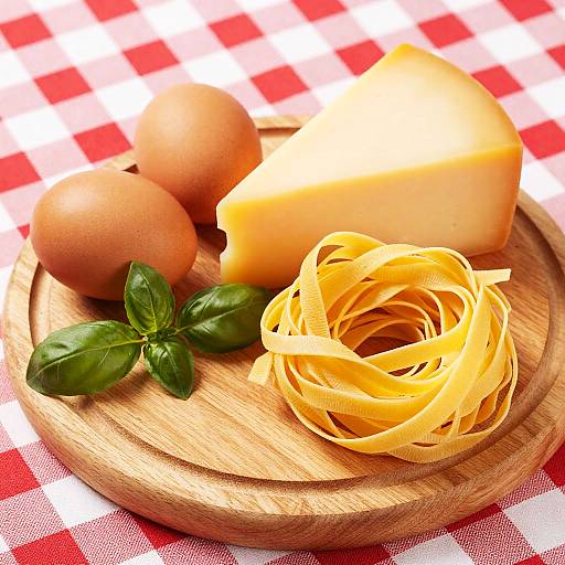 Colorful Wooden Cutting Board with Ingredients