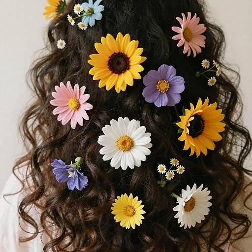 Dreamy Floral Curly Hair Portrait