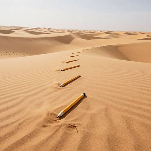 Surreal Desert of Writing Pencils