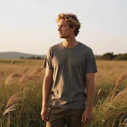 Photorealistic Dark Blonde Male at Golden Hour