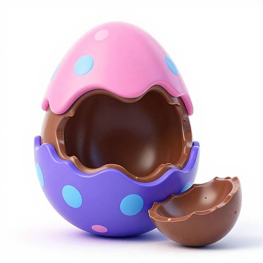 Colorful Half-Eaten Chocolate Easter Egg