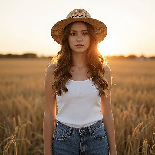 Golden Sunset Portrait in Field