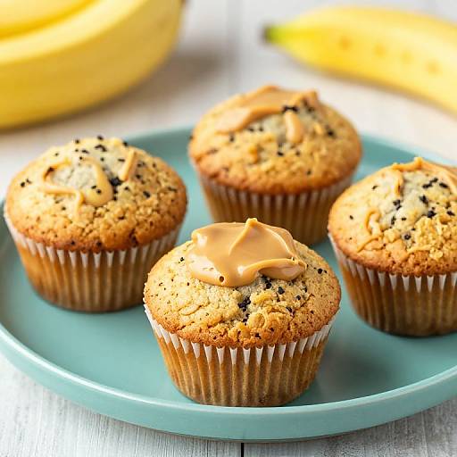 Healthy Banana Muffins with Peanut Butter