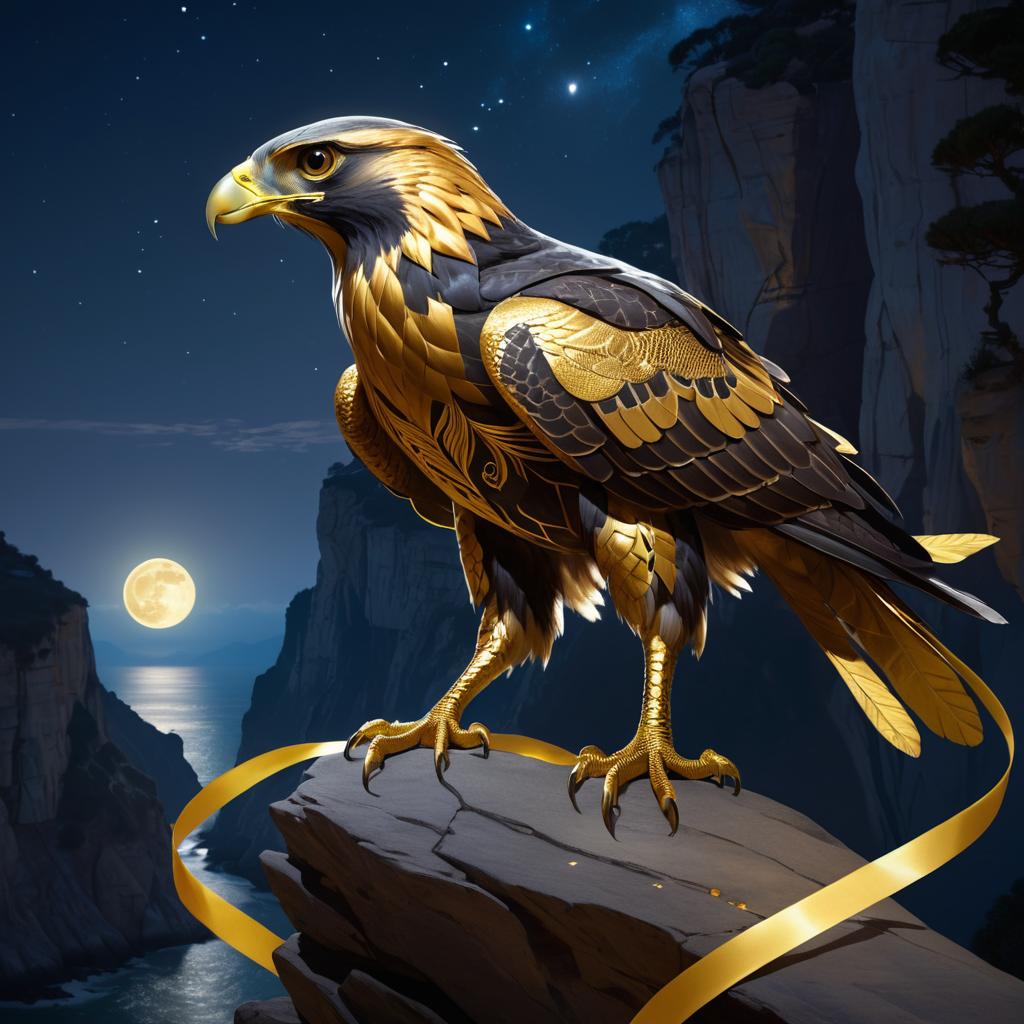 Majestic Hawk-Lizard Creature at Night