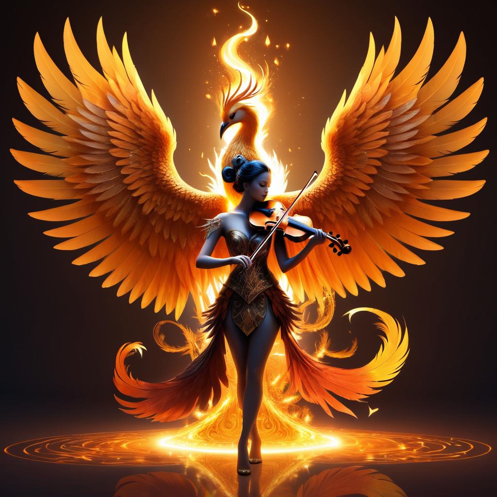 Mythical Phoenix Violin in Candlelight