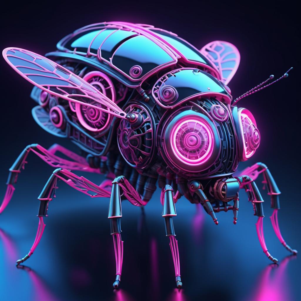 Hyper-Realistic Neon Insect Fantasy Art