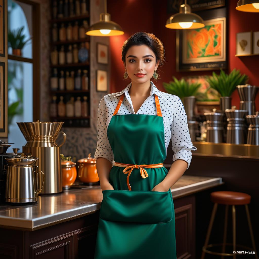 Elegant Barista Portrait in Matisse Style