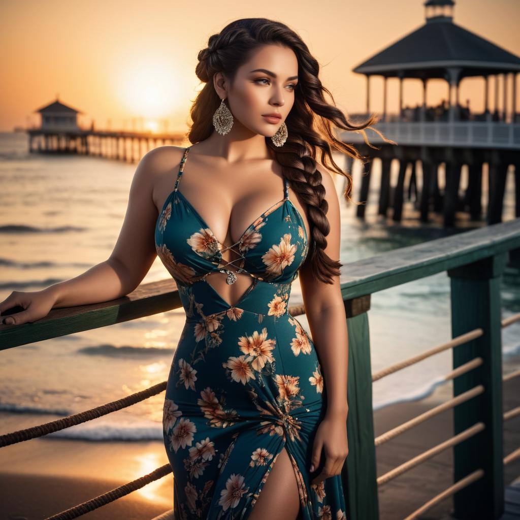 Stunning Goddess at Sunset Beach Pier