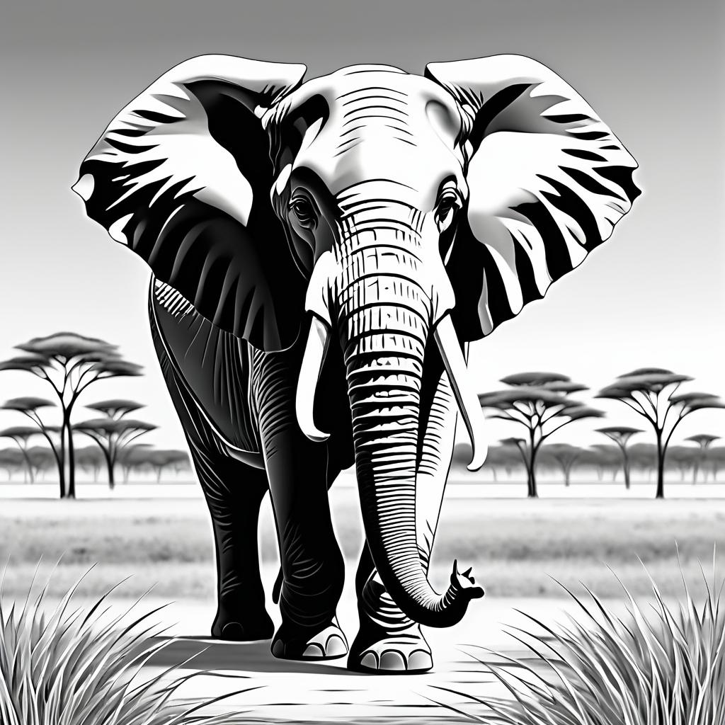 Majestic Elephant Coloring Page for Kids