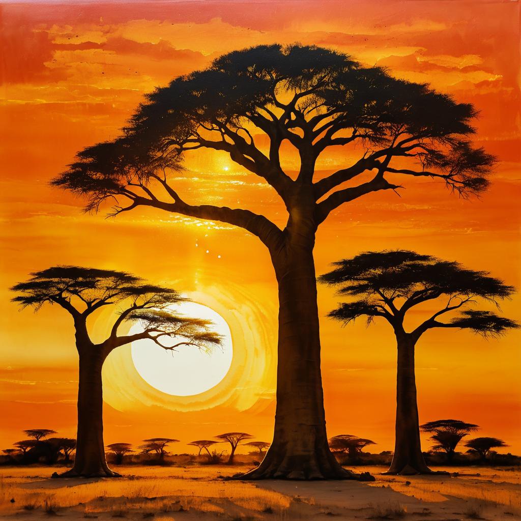 Sunset Serenity: Baobab Trees in Senegal