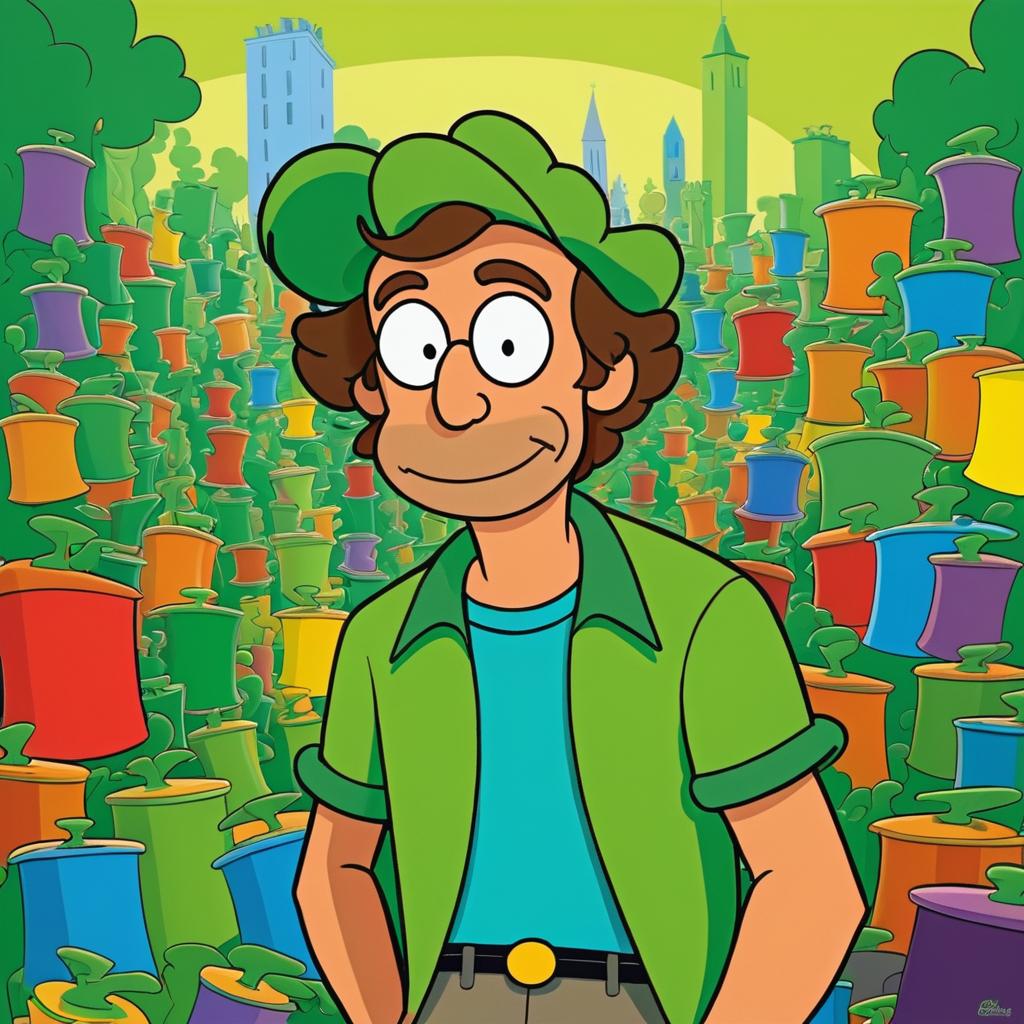 Whimsical Shaggy Rogers Illustration in Geluck Style