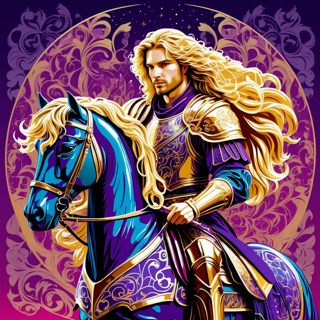 Epic Knight with Golden Hair Illustration