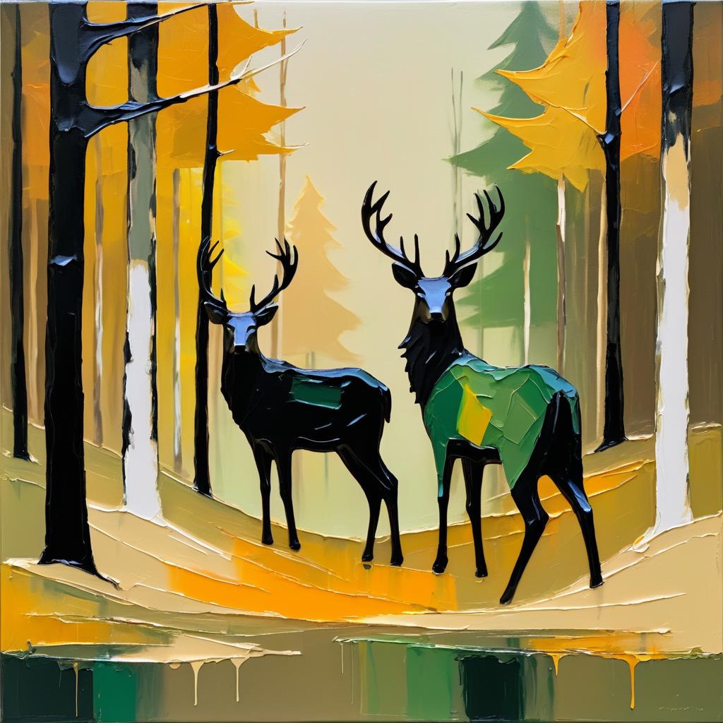 Abstract Ambient Wolf and Deer Painting