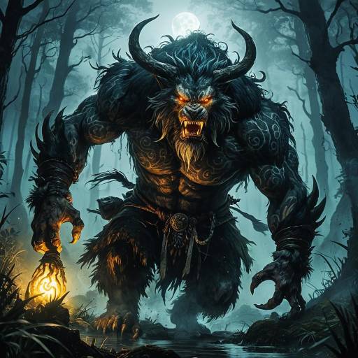 Mystic Beast in Foggy Swamp