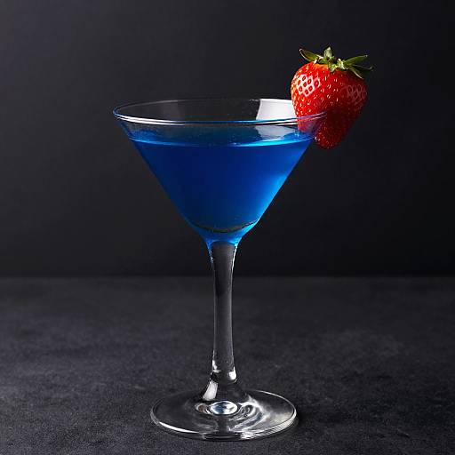 Vibrant Blue Martini with Strawberry