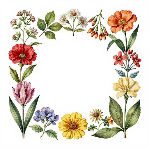 Asymmetrical Floral Frame Illustration
