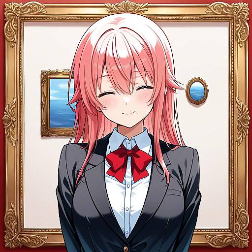 Cheerful Schoolgirl with Colorful Friends