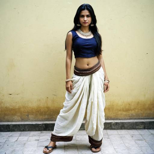 Elegant Woman in Dhoti Pants Costume