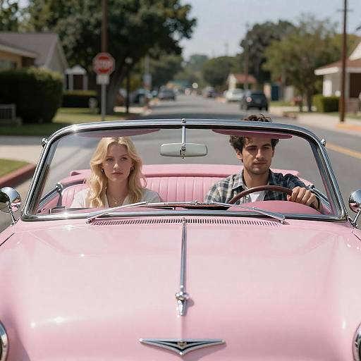 Sunny Ride in Pink Vintage Convertible