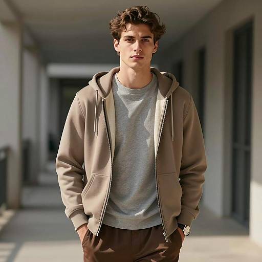 Young man in casual hoodie outfit