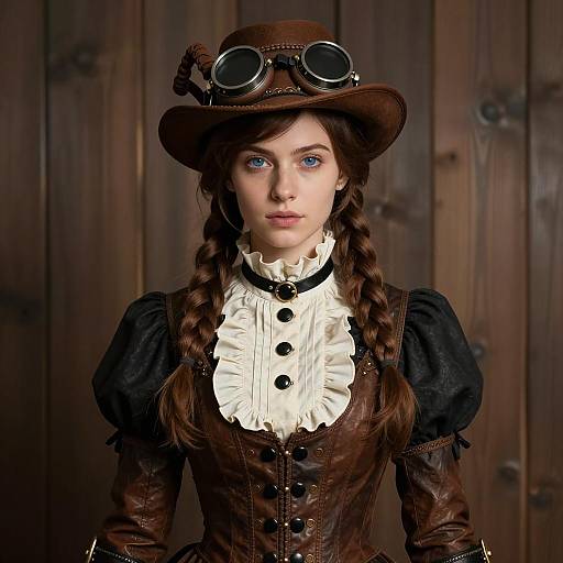 Elegant Steampunk Woman Portrait in Detail