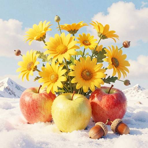 Colorful Bouquet on Snowy Mountain