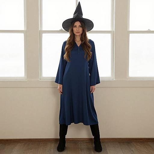 Realistic Wizard Woman in Blue Robe