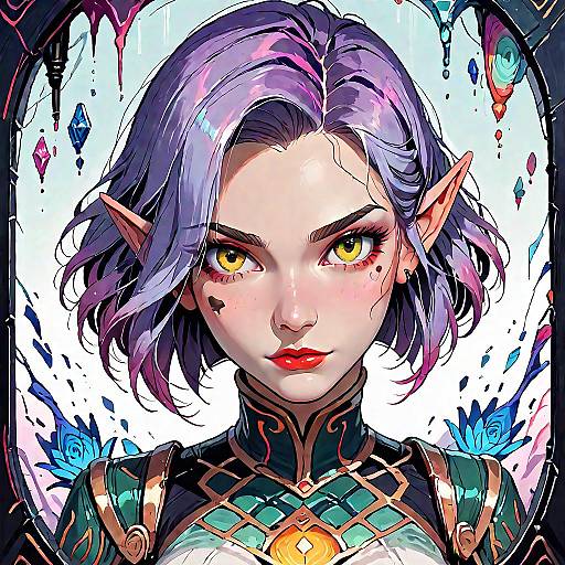 Ethereal Glitching Elf in Purple Night