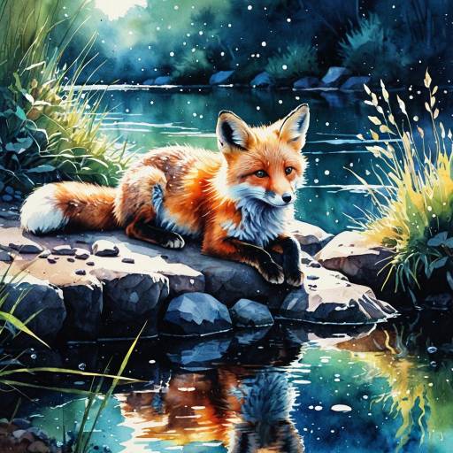 Watercolor Baby Fox by Mystical Riverside Watercolor Baby Fox by Mystical Riverside