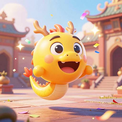 Playful Dragon Balloon at Dawn