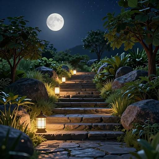 Moonlit Pathway Through Tranquil Night