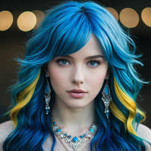 Realistic Blue Mullet Wig Portrait